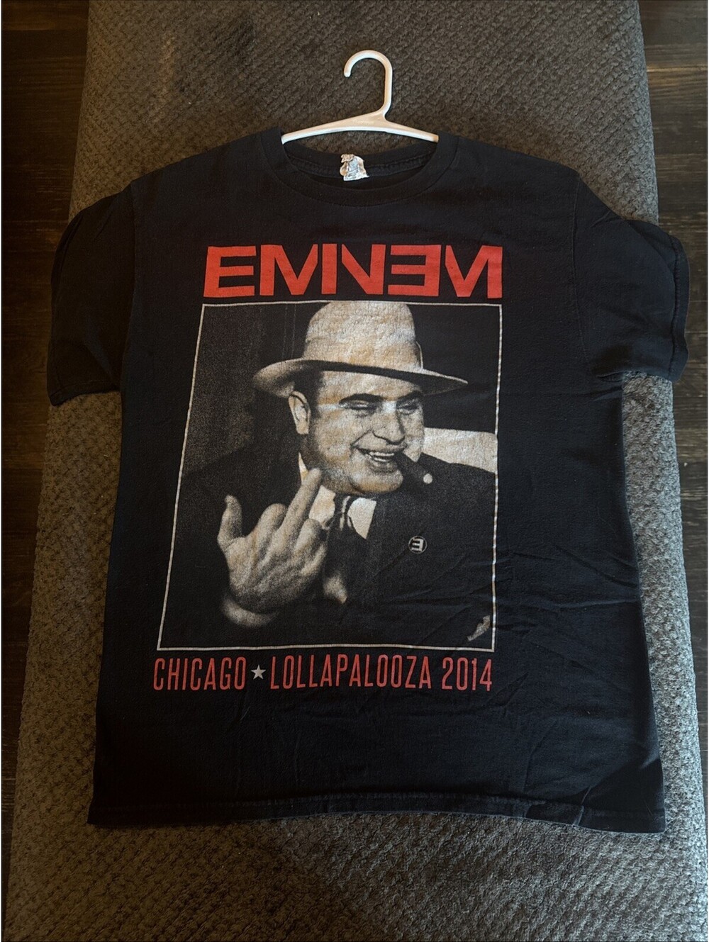 Eminem Mens M Tour T Shirt Lollapalooza 2014 Al Capone Rare Concert Rap Hip Hop